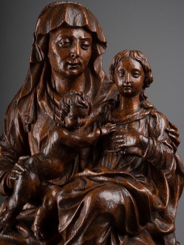 Sainte Anne trinitaire en bois de chêne - Flandres fin XVIe siècle - Renaissance