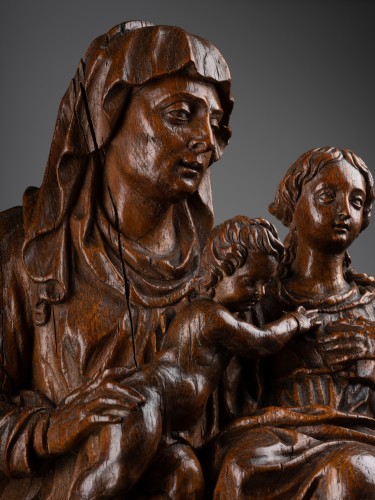 Renaissance - Sainte Anne trinitaire en bois de chêne - Flandres fin XVIe siècle