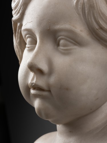 Antiquités - Pair of marble toddlers - Italy 17th century
