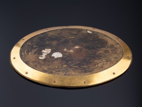 Antiquités - Encrier de Trapani en cuivre doré et corail - Italie vers 1600