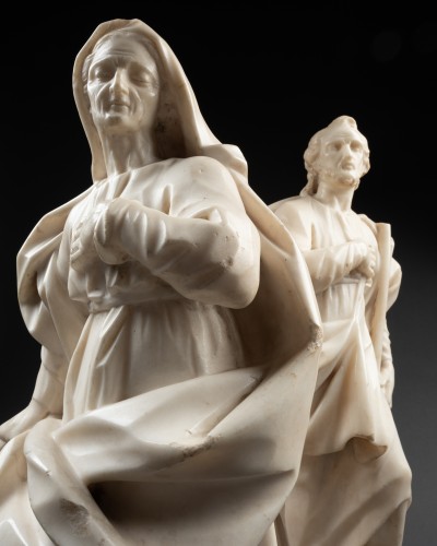 Sainte Anne et saint Joachim en marbre - Italie XVIIe siècle - 