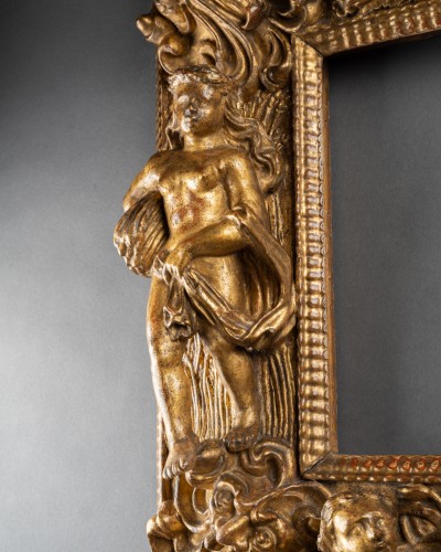 Cadre aux 4 saisons en bois doré - Italie (Florence) vers 1600 - Miroirs, Trumeaux Style Renaissance