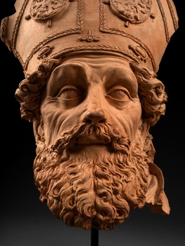 Renaissance - Terracotta Head of a Saint Bishop, attributed to Begarelli Italy16th century