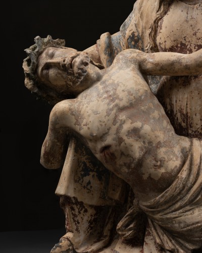XVIe siècle et avant - Vierge de pitié en pierre polychrome - France premier quart du XVIe siècle
