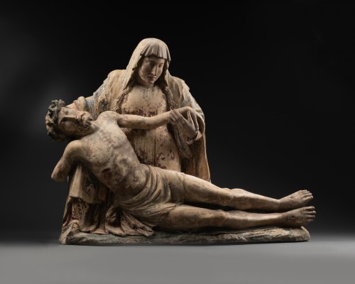 Vierge de pitié en pierre polychrome - France premier quart du XVIe siècle - Moyen Âge