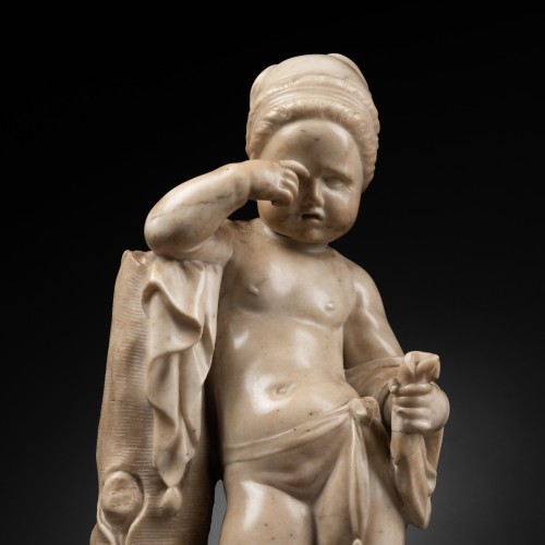 Cupidon réprimandé par Némésis en marbre - Italie XVIe siècle - Galerie Alexandre Piatti