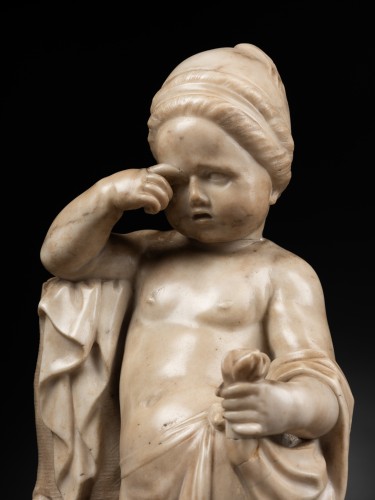 Antiquités - Cupidon réprimandé par Némésis en marbre - Italie XVIe siècle