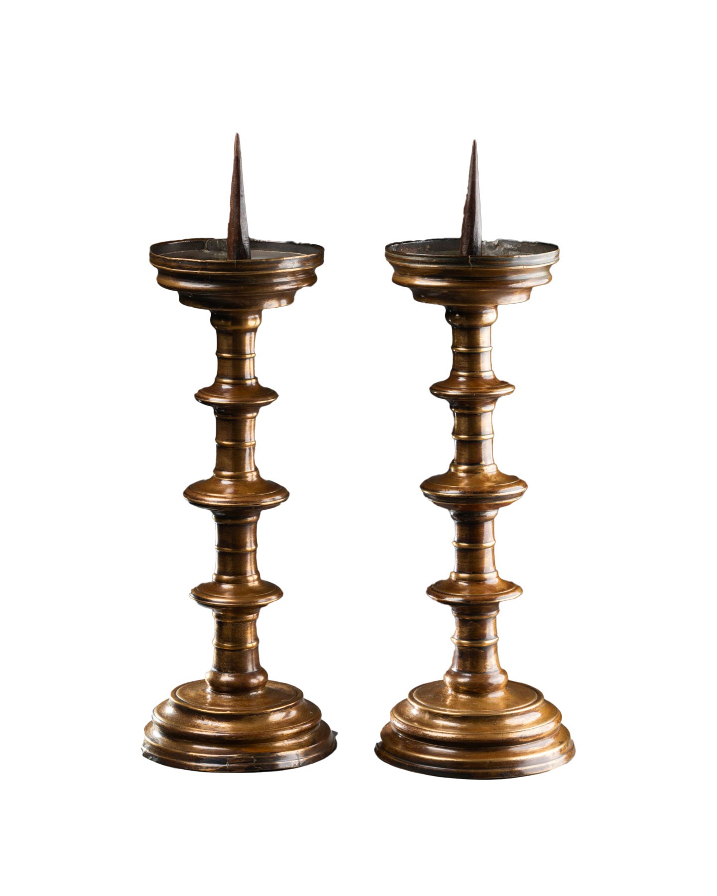 Pair of bronze candlesticks - Central Europe - circa 1500 - Ref.106977