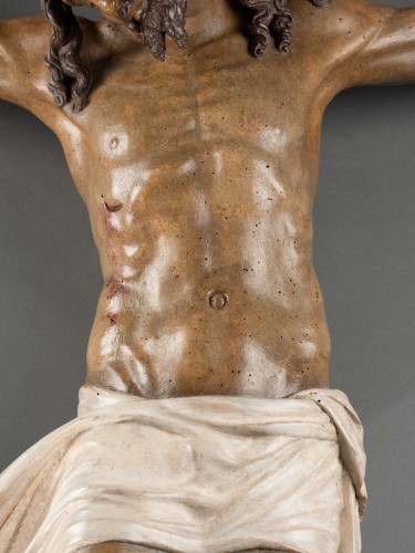 Christ en bois polychromé - Italie, école Florentine circa 1500 - Galerie Alexandre Piatti
