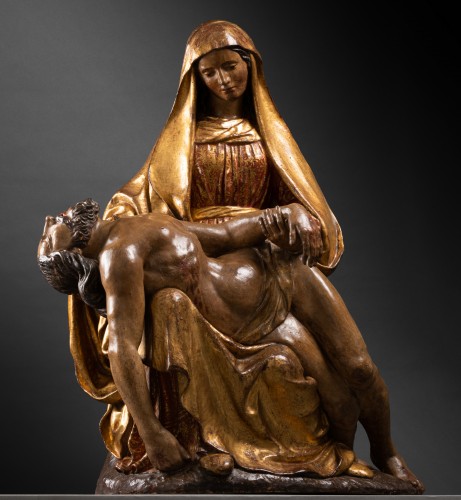 Pietà, attribué à Alonso Berruguete Bois doré et polychromé Début XVIe siècle - Sculpture Style Renaissance
