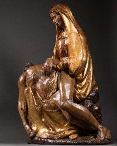 XVIe siècle et avant - Pietà, attribué à Alonso Berruguete Bois doré et polychromé Début XVIe siècle