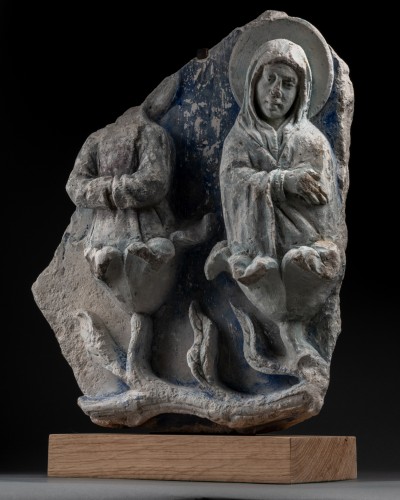 Antiquités - Arbre de Jessé en pierre calcaire - France XVe siècle