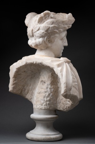 Antiquités - Buste en marbre représentant le dieu Hermès - Italie XVIIe siècle