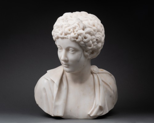Buste de Marc-Aurèle jeune en marbre - France XVIIIe siècle - Sculpture Style 