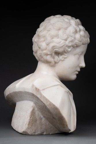 Antiquités - Bust of young Marcus Aurelius in marble - France 18th century