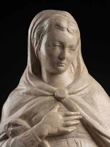 Demi-buste d'une Vierge de l'Annonciation - Italie  fin du XVe siècle - Sculpture Style Renaissance