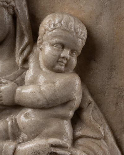 Renaissance - Vierge à l'Enfant en bas-relief - Italie XVIe siècle