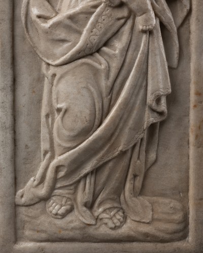 Antiquités - Vierge à l'Enfant en bas-relief - Italie XVIe siècle