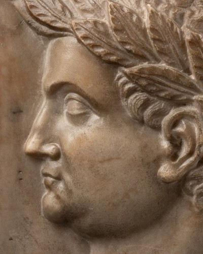 Sculpture  - Presumed portrait of Domitian,- Marble bas-relief,  Italy 16th century