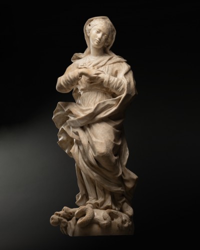 17th century - Immaculate Conception in marble - Genoa Late 17th century