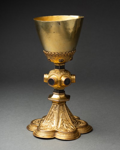 Art sacré, objets religieux  - Calice en cuivre doré - Italie, Sienne  XVe siècle