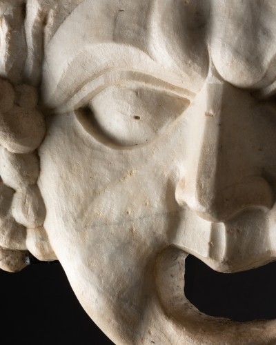 Sculpture  - Marble Mascaron representing Bacchus - Italy 16th century