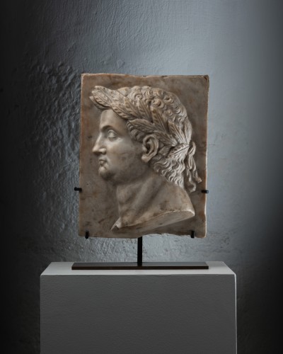 Sculpture  - Presumed portrait of Domitian Marble bas-relief,  Italy 16th century