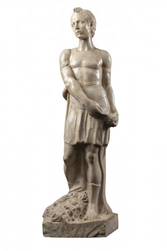 David et Goliath en marbre de Carrare - Toscane - Circa 1500