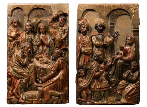 Deux panneaux de retable - Renaissance Espagnole XVIe siècle