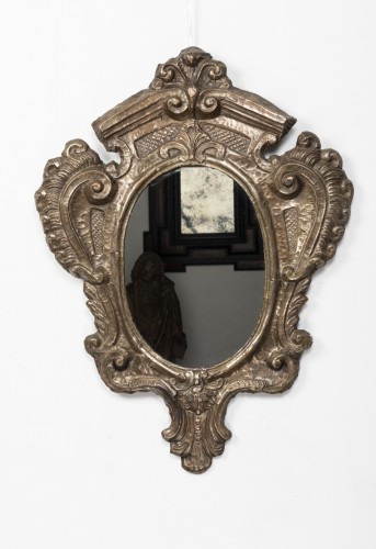 Pair of tinned copper mirrors - Italy 18th century - Mirrors, Trumeau Style French Regence