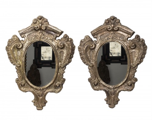 18th century - Pair of tinned copper mirrors - Italy 18th century