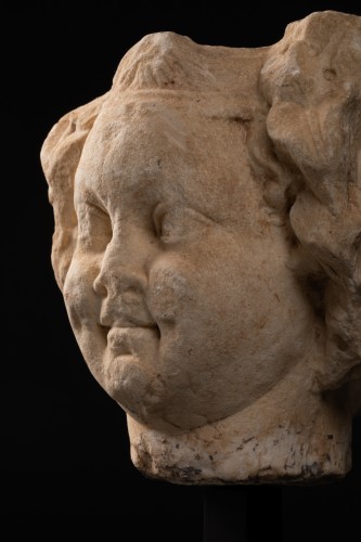 Antiquités - Tête janiforme en marbre - Empire romain Ier / IIIe siècle après J.C