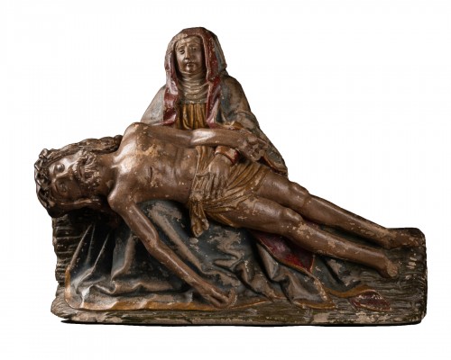 Vierge de Pitié - France, Champagne Pierre Calcaire et polychromie Circa 1500