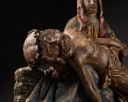 11th to 15th century - Pieta - France, Champagne Limestone and polychromy Circa 1500