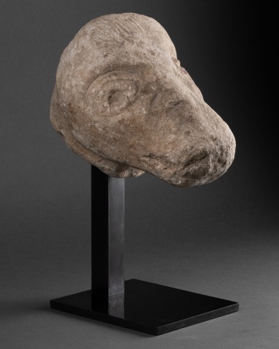 Modillon marbre - France époque romane - Sculpture Style Moyen Âge