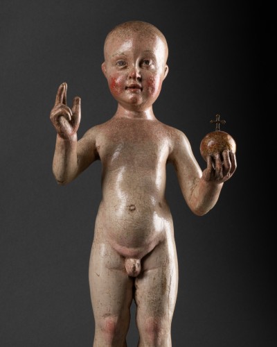 Sculpture Sculpture en Bois - Enfant Jésus bénissant - Bois sculpté, peint et doré - Italie XVIe siècle