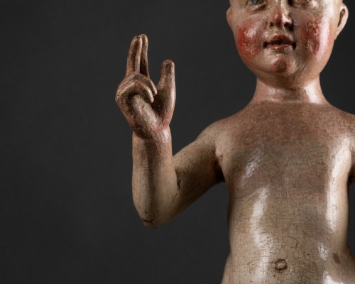 Antiquités - Child Jesus blessing Wood - Italy 16th century