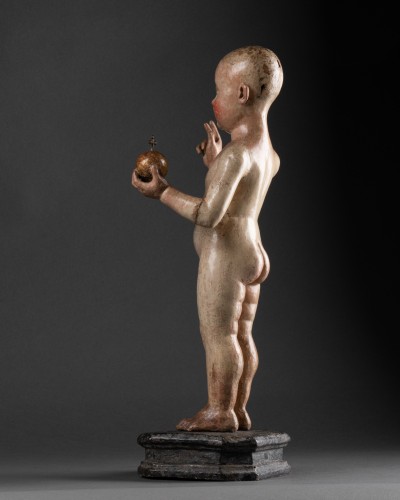 Antiquités - Child Jesus blessing - Wood - Italy 16th century
