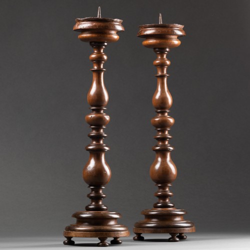 Pair of wooden candlesticks Louis XIII - France Early 17th century - Louis XIII