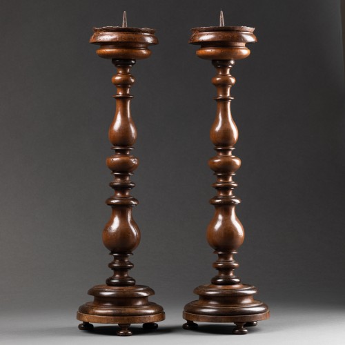 Louis XIII - Pair of wooden candlesticks Louis XIII - France Early 17th century