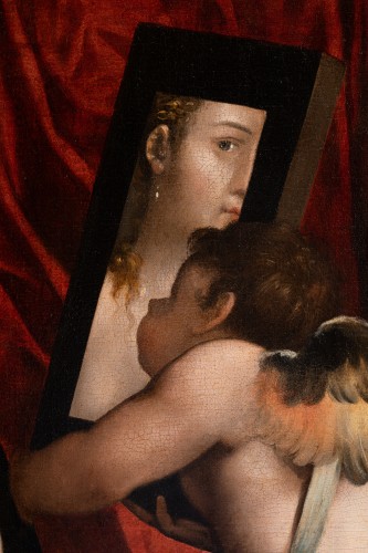 Antiquités - Tableau Venus au miroir – Italie  XVIIe siècle