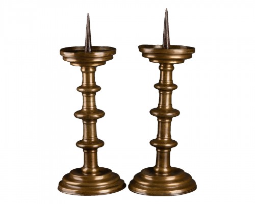 Pair of candle holders Bronze - Central Europe circa 1500