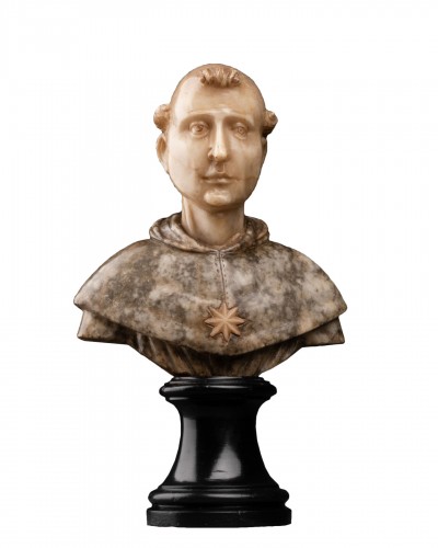 Bust of Saint Dominic in Alabaster - Italy17th century