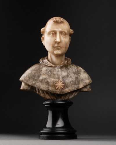Bust of Saint Dominic in Alabaster - Italy17th century - Sculpture Style Louis XIII