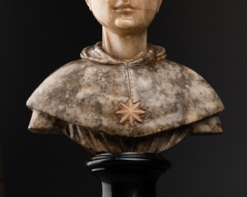 Bust of Saint Dominic in Alabaster - Italy17th century - Louis XIII