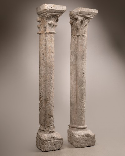 Architectural & Garden  - pair ofStone  gothic columns - France 13th century