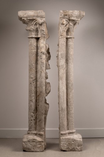 Antiquités - pair ofStone  gothic columns - France 13th century