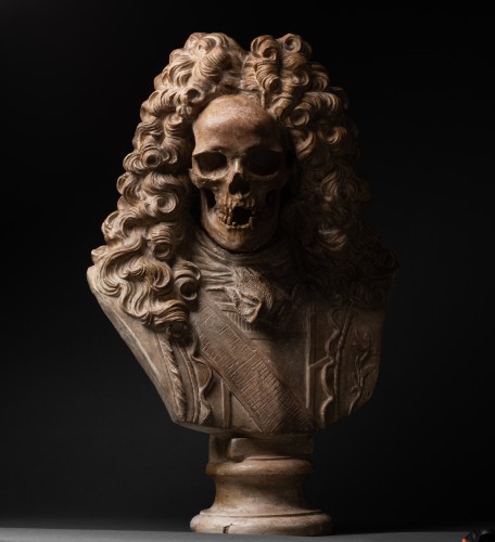 Buste Memento Mori en plâtre - XIXe siècle - Galerie Alexandre Piatti