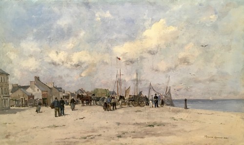 Maurice COURANT (1847-1924) - Village de bord de mer en Normandie