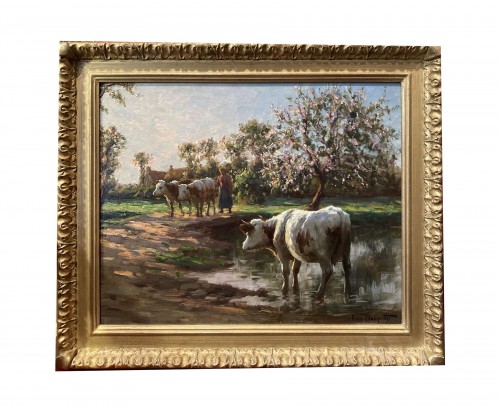 Félix Planquette (1873-1963) - Vachère sous les pommiers